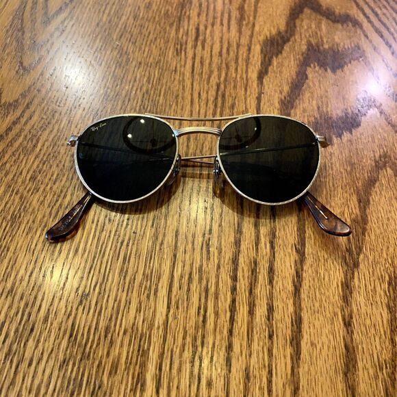 RAY-BAN B&L BAUSCH & LOMB W1754 RETRO ROUND GOLD FRAME LENS...